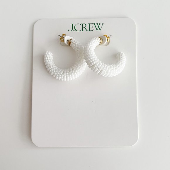 J. Crew Chunky Beaded Hoop Earrings (White) - Picture 3 of 3